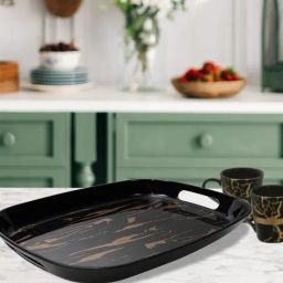 Stehlen Black Melamine Oval Serving Large Tray with Handle-image-19