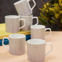JCPL Printed White Ceramic Tea Cups- Set of 6 (200 ml each)-10