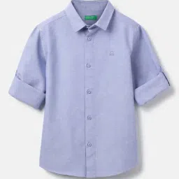 United Colors of Benetton Kids Blue Cotton Regular Fit Shirt-picture-27