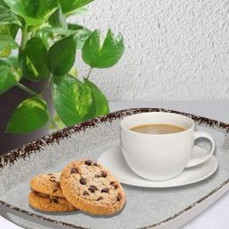 Stehlen Multicolour Melamine Oval Serving Medium Tray with Handle-12