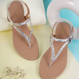 Anouk Women Embellished T-Strap Flats-12