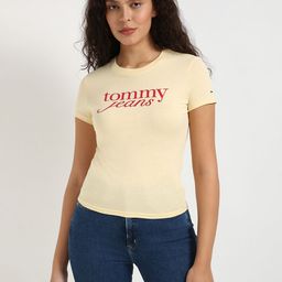 Tommy Hilfiger Women Typography Applique Slim Fit T-shirt-image-6