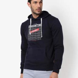 Campus Sutra Blue Cotton Regular Fit Printed Hooded Sweatshirt-image-65