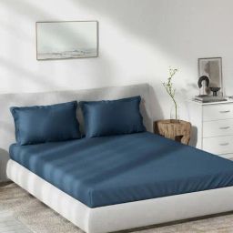 DDecor Blue Cotton 180 TC Double Bedsheet with 2 Pillow Covers-picture-27