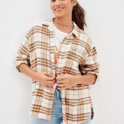 American Eagle Outfitters Beige Cotton Chequered Shirt-image-50
