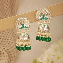 Aatmana Green Statement Beads Jhumki Earring-19