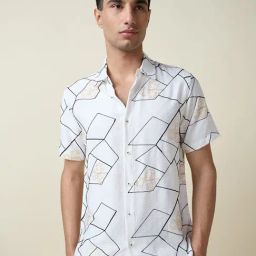 Thomas Scott Black Regular Fit Embroidered Shirt-picture-4