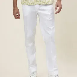 Fabindia White Slim Fit Pleated Trousers-picture-8