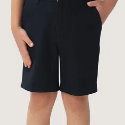 One Friday Kids Boys Navy Blue Cotton Embroidered Shorts With Pockets-picture-34