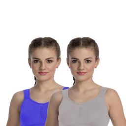 FIMS Grey & Blue Full Coverage Sports Bras - Pack Of 2-image-93
