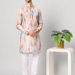 GLOBALRANG Men Dyed Regular Pure Cotton Kurta with Pyjamas image 5