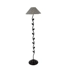 Tucasa TC-137 56 Inch Geometric Black & White Print Floor Lamp with Metal Base-image-49
