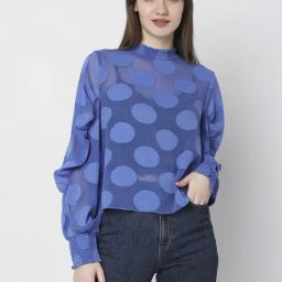 Vero Moda Blue Polka Dots Top-image-9