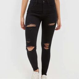 American Eagle Outfitters Black Mid Rise Jeans-picture-47