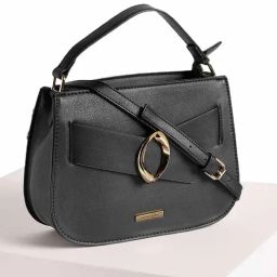 Forever Glam by Pantaloons Black Medium Satchel Handbag-10
