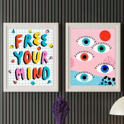 Art Street Multicolor Engineered Wood Free Your Mind & Eye Posters Prints For Wall Art - Set of 2-21