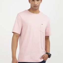 Tommy Hilfiger Pink Shade Cotton Regular Fit Solid T-Shirt-image-30