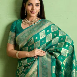 PBS PRINTS Ethnic Motifs Woven Design Banarasi Saree-image-19