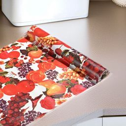 REVEXO White & Orange coloured Printed Water-Resistant Shelf Liner-9