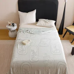 JC HOME Green & White Floral AC Room Double Bed Quilt-image-40
