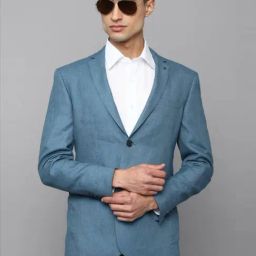 Louis Philippe Blue Linen Slim Fit Blazer-picture-35