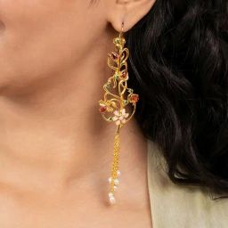 Shaya 92.5 Sterling Silver Yellow Gold Shaadi Squad Nakhrewali Aunty Fishhook Earrings for Women-image-42