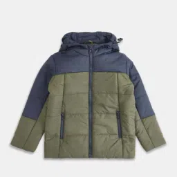 Pantaloons Junior Navy & Green Color Block Full Sleeves Jacket-picture-1