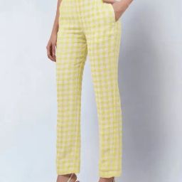 First Resort By Ramola Bachchan Citrus Lemon Checked Pants-image-92