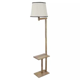 Tucasa SHS-93 Mango Wood Cotton B-22 Floor Lamp 61 Inch (Brown and Beige)-image-58