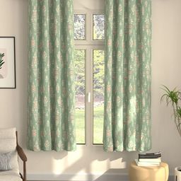 URBAN SPACE Green Pack of 2 Floral Printed Digital Imperial Sage Black Out Window Curtains-image-13