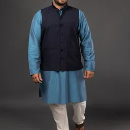 Sizeupp Mandarin Collar Nehru Jacket-37