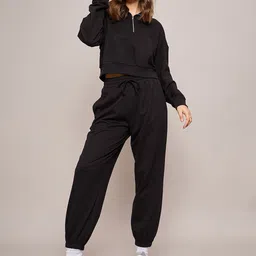 SASSAFRAS BASICS High Neck Oversized Zipper Sweatshirt With Baggy Joggers-image-51