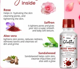 Globus Remedies Ayurvedic Set Of 2 Rose Water Facial Toner 100ml Each image 4