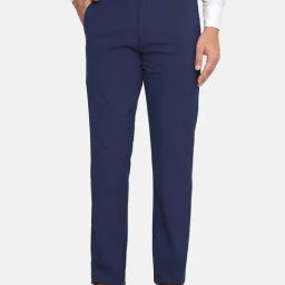 TAHVO Navy Blue  Regular Fit Trousers-image-61