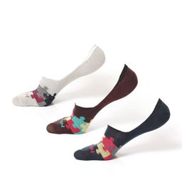 OLWEN Men Pack Of 3 Printed Cotton No-Show Shoe Liner Socks-45