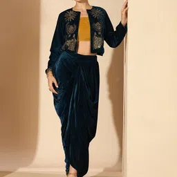 Antheaa Velvet Embellished Top with Trousers-picture-51