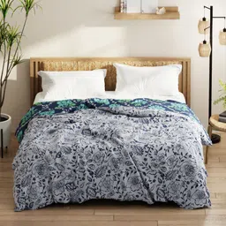 KOPA Grey & Blue Floral Microfiber AC Room 120 GSM Double Bed Comforter-image-56