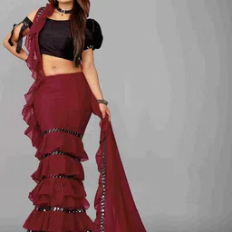 limtd Sequinned Pure Georgette Saree image 5
