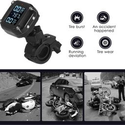 Skyshop® C400 Motorcycle/Bike TPMS Tire Pressure Monitoring System, Wireless with 2 External Sensors, 7Alarm Modes, Water Resistant, Real-Time Monitoring Tires' Pressure & Temperature Bar/PSI image 4