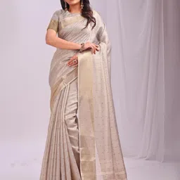 DIVASTRI Woven Design Organza Zari Saree With Blouse Piece-picture-21