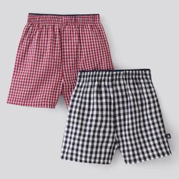 Pine Kids Cotton Woven Above Knee Length Check Boxers Pack of 2 (Colour May Vary)-image-7
