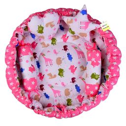 Babytoons Baby Cotton Super Soft Reversible Nest | Bed | Bedding Set (0-12 Months) Pink-image-2