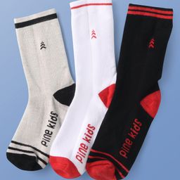 Pine Kids Knit Ankle Length Socks with Brand Name Design Pack of 3 (Color May Vary)-image-61