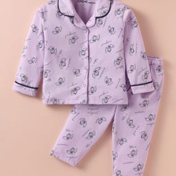 Doreme Single Jersey Knit Full Sleeves Night Suit With Unicorn Print - Mauve-picture-42