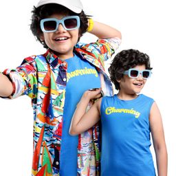 OLLINGTON ST Rayon Woven Full Sleeves Shirt with T-Shirt Boat & Text Print - Blue White & Red-image-59