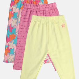 MINI KLUB Cotton Pack Of 3 Stars & Typography Printed Pajamas - Pink Lime & Grey-image-76