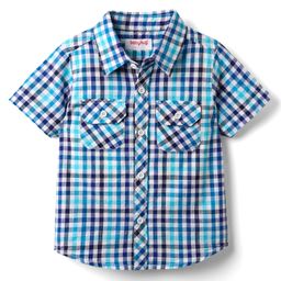 Babyhug Cotton Woven Half Sleeves Checkered Shirt - Light Blue-image-76