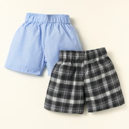 Rikidoos Pack Of 2 Checked & Animals Printed Boxers - Grey & Blue-image-88