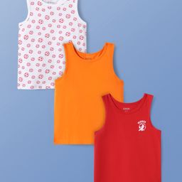 Pine Kids Cotton Lycra Knit Sleeveless Sando Vests With Football Print Pack of 3 (Color May Vary)-18