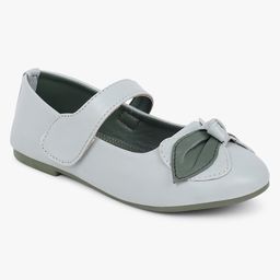 Superminis Bow Applique Detailed Mary Jane Ballerinas With Velcro Closure - Green-image-1